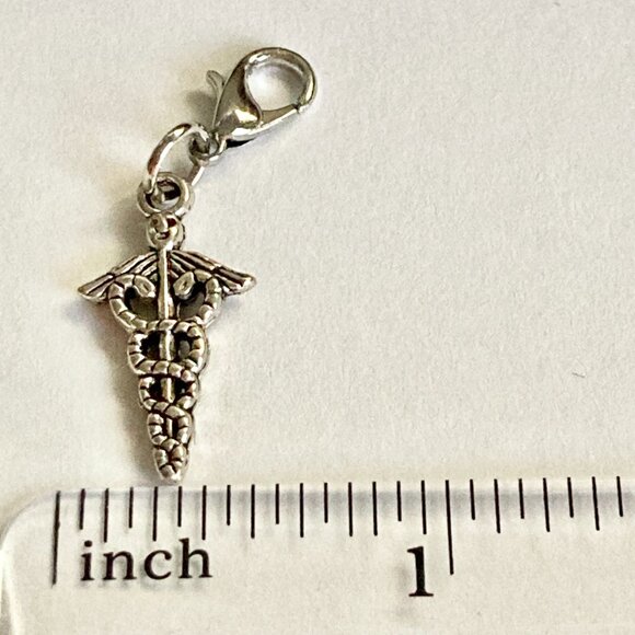 Caduceus Clip On Charm Zipper Pull Bag Purse Charm Graduation Gift RN MD DO ARNP - Picture 5 of 6